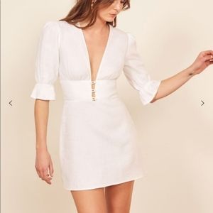 NWT Reformation Simi White Linen Mini Dress